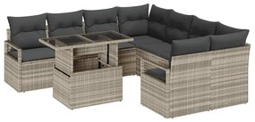 Conjunto de Sofá de Jardim vidaXL com Almofadas Cinza Claro Rattan PE