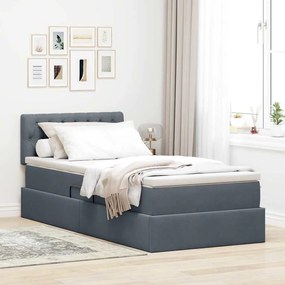 vidaXL Cama com Armazenamento Cinza Escuro 90 x 190 cm Veludo