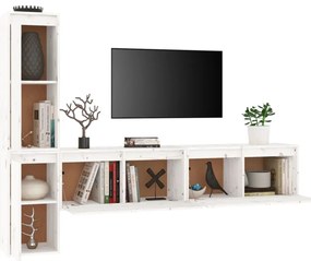 Móveis de TV 4 pcs madeira de pinho maciça branco