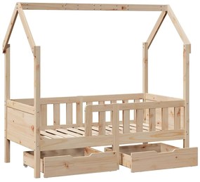 Estrutura de cama infantil c/ gavetas 70x140 cm pinho maciço