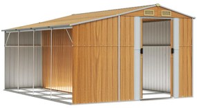 Abrigo de jardim 277x365,5x179cm aço galvanizado castanho-claro