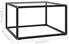 Mesa de centro 60x60x35 cm vidro temperado preto