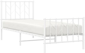Estrutura de cama com cabeceira e pés 80x200 cm metal branco