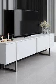 Conjunto de Mobiliário de Sala de Estar Luxe – Branco Prateado – Medid