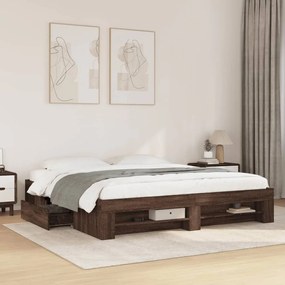 vidaXL Estrutura cama sem colchão 200x200 cm carvalho castanho