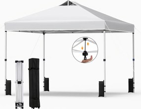Tenda dobrável 3x3 m com 4 x Sacos de areia de montagem instantânea com 1 botão campismo, feiras, eventos e Saco com rodas Branca