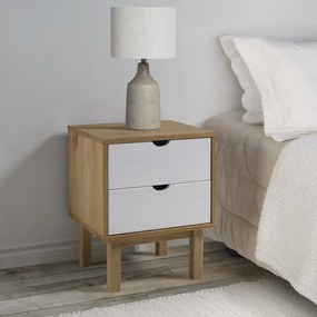 Mesa DE cabeceira OTTA 45x39x57 cm pinho maciço castanho/branco