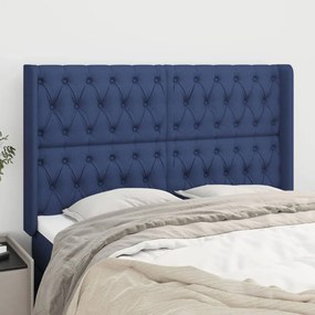 Cabeceira de cama c/ abas tecido 163x16x118/128 cm azul