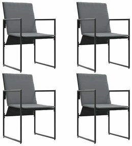 Cadeiras de Jardim com Almofadas 4 pcs Preto Textilene