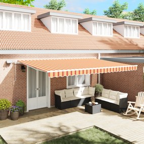vidaXL Toldo Retrátil Manual com LED Amarelo e Laranja 500x350 cm
