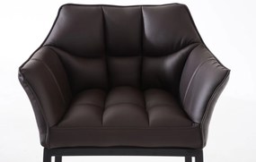 Banco de bar Damaso em couro sintético com estrutura preta 64 x 110 x 48 cm Castanho