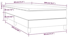 Cama com molas/colchão 80x200 cm tecido cinza-claro