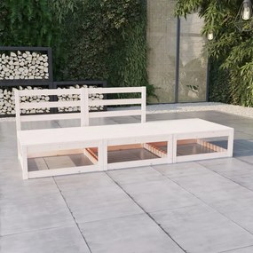 3 pcs conjunto lounge de jardim pinho maciço branco