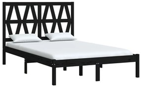 Estrutura de cama 140x190 cm madeira de pinho maciça preto