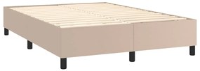 Cama box spring c/colchão/LED 140x200cm couro artif. cappuccino