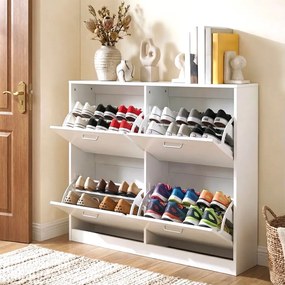 Sapateira com 4 abas para sapatos 24 x 105,5 x 82,7 cm branco