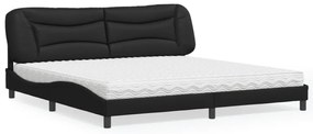 vidaXL Cama com colchão 200x200 cm couro artificial preto