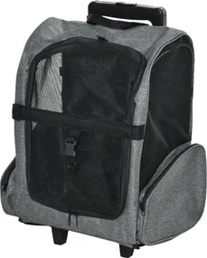Transportadora Carrinho para Animais de Estimação 2 em 1 Mochila de Viagem com 2 Rodas para Cães Gatos com Alça Retrátil de Alumínio e Bolso de Armaze