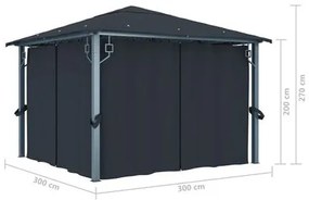 Pérgola 3x3 com Cortina e Rede Mosquiteira - Várias Cores