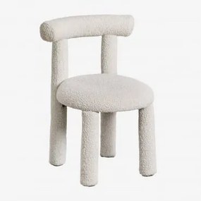 Cadeira De Jantar Estofada Em Tecido Bouclé Gia Bouclé Branco Pérola - Sklum