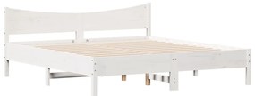 Cama sem colchão 200x200 cm madeira de pinho maciça branco