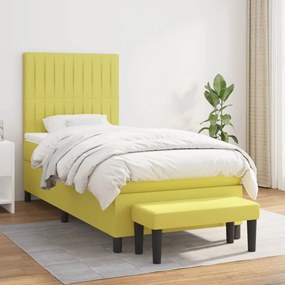 vidaXL Cama com molas/colchão 90x200 cm tecido verde-claro