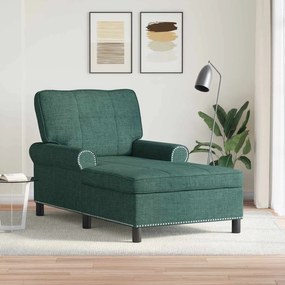 vidaXL Chaise Lounge com almofada Verde Escuro 91 x 157 x 91 cm tecido