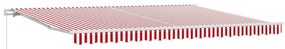 Toldo Retrátil Manual Listrado Vermelho e Branco 450x300 cm