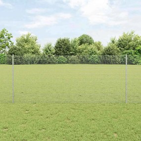 vidaXL Cerca de Arame Soldado com 44 Postes U Prata 1x50 m Aço