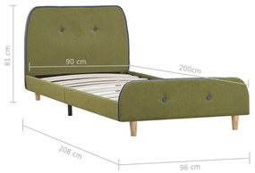 Estrutura de cama 90x200 cm tecido verde