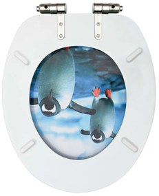 Assentos sanita com tampas fecho suave 2 pcs MDF design pinguim