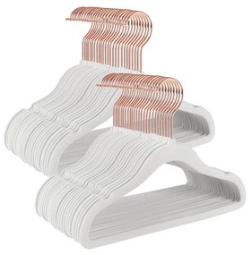 Cabides para bebês SONGMICS, pacote com 50 cabides de veludo infantil com ganchos em ouro rosa, cabides antiderrapantes para roupas infantis no armário, casacos de bebê ou infantil, branco CRF027W01