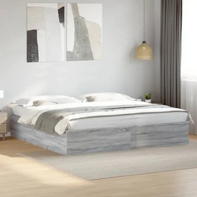 Estrutura de cama 180x200 cm derivados de madeira cinza sonoma