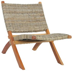 Cadeira relaxante vime Kubu natural/madeira mogno maciça