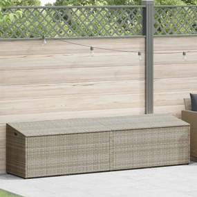 Caixa de arrumação p/ jardim 220x50x58 cm vime PE cinza-claro