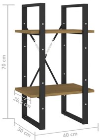 Estante com 2 prateleiras 40x30x70 cm pinho maciço castanho