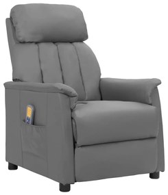 vidaXL Cadeira de massagens couro artificial cinzento