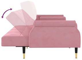 Sofá-cama com almofadões veludo rosa