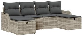 Conjunto de Sofás de Jardim vidaXL de 6 Peças com Almofadas Cinza Clar