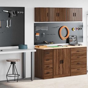 vidaXL Armários de garagem 2pcs derivados de madeira carvalho castanho