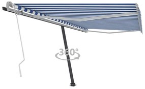 Toldo retrátil manual independente 400x300 cm azul e branco