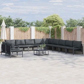 vidaXL Conjunto de Sofá de Jardim 12 pcs Antracite Aço