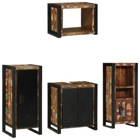 vidaXL Conjunto de Móveis para Banheiro com prateleira com armazenamento com porta 4 pcs