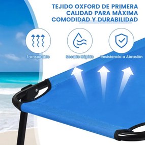 Cama de campismo dobrável de tecido portátil Cama de exterior para dormir Estrutura metálica leve para praia Escritório 191 x 56 x 31 cm Azul