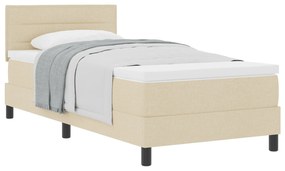 Cama com Molas com Colchão Bege 90x190 cm Tecido