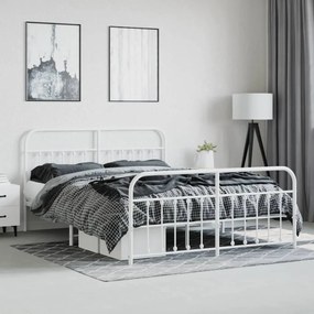 Estrutura de cama com cabeceira e pés 180x200 cm metal branco