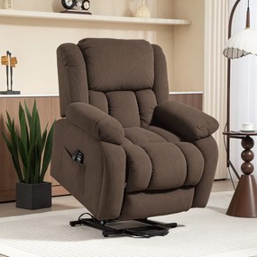 Poltrona elevatória elétrica, poltrona relaxante elétrica com função de massagem e aquecimento, 93 x 104 x 100 cm, castanho