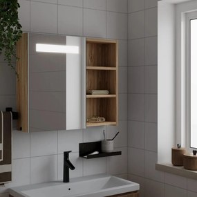 357972 vidaXL Armário espelhado p/ casa de banho c/ LEDs 60x13x52 cm carvalho