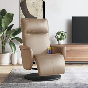 vidaXL Cadeira massagens reclinável c/apoio pés couro arti. cappuccino
