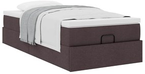 Estrutura cama otomana colchão 90x200 cm tecido castanho escuro